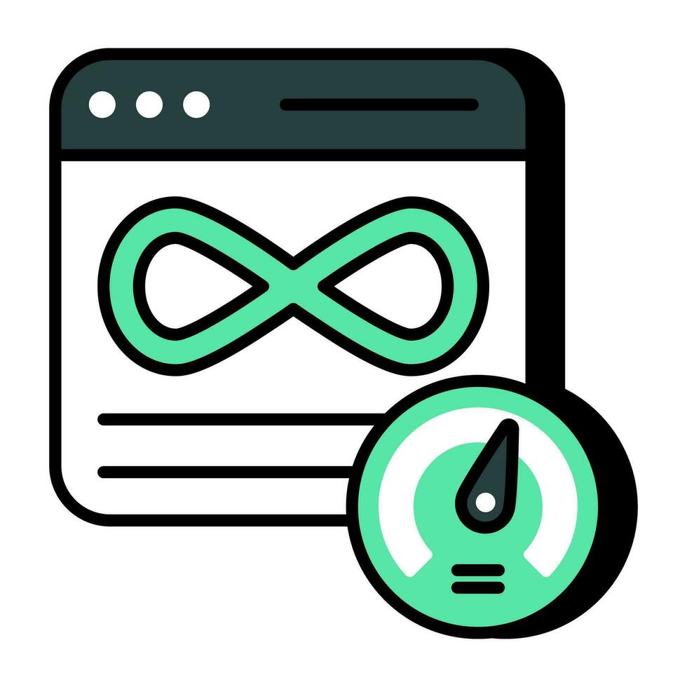 Conceptual flat design icon of infinity speed vector