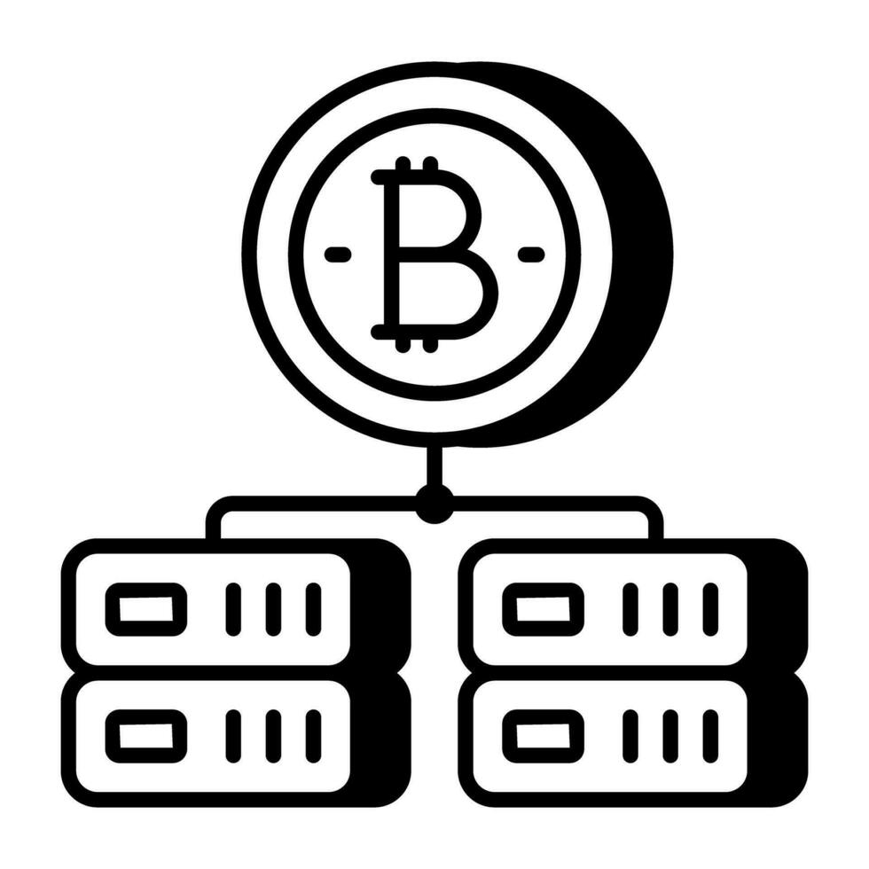 creativo diseño icono de bitcoin servidor vector