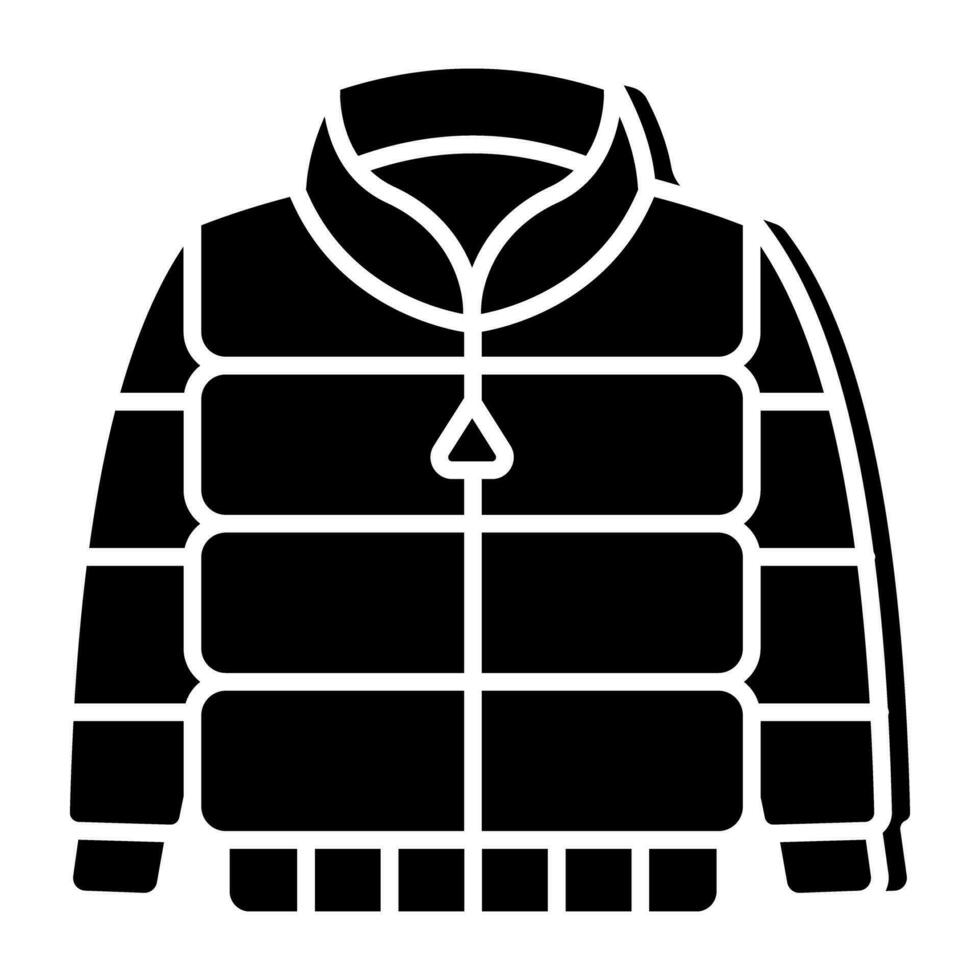 Icon of puffer jacket in flat design vector