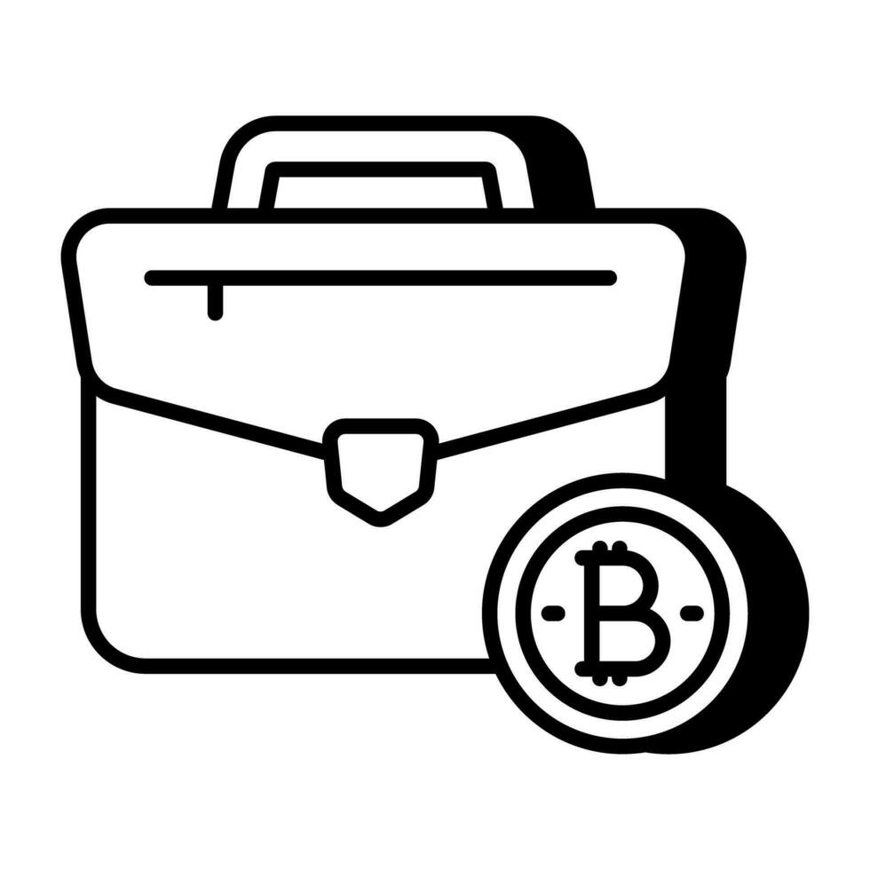 A unique design icon of bitcoin briefcase vector