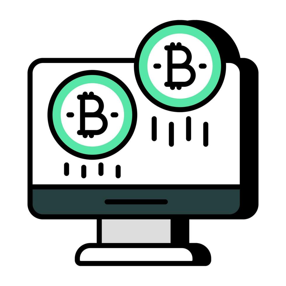 Editable design icon of online bitcoin vector