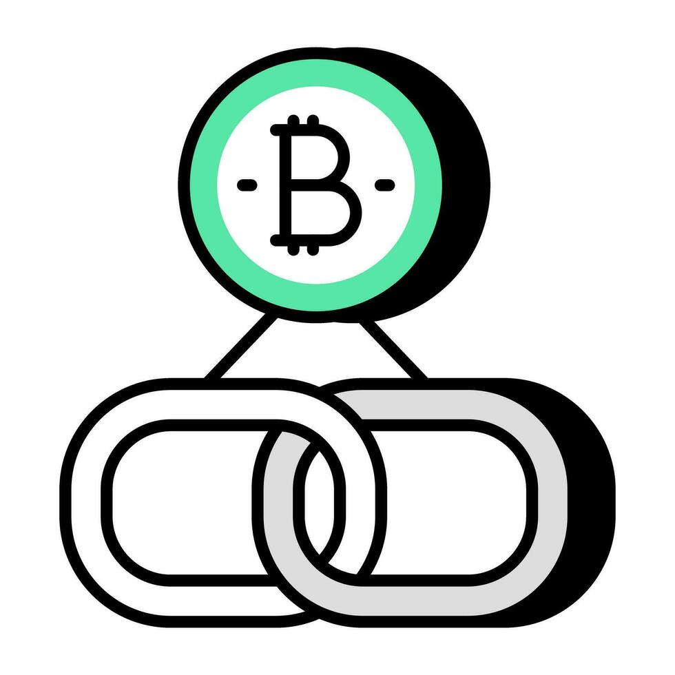 A flat design icon of bitcoin link vector