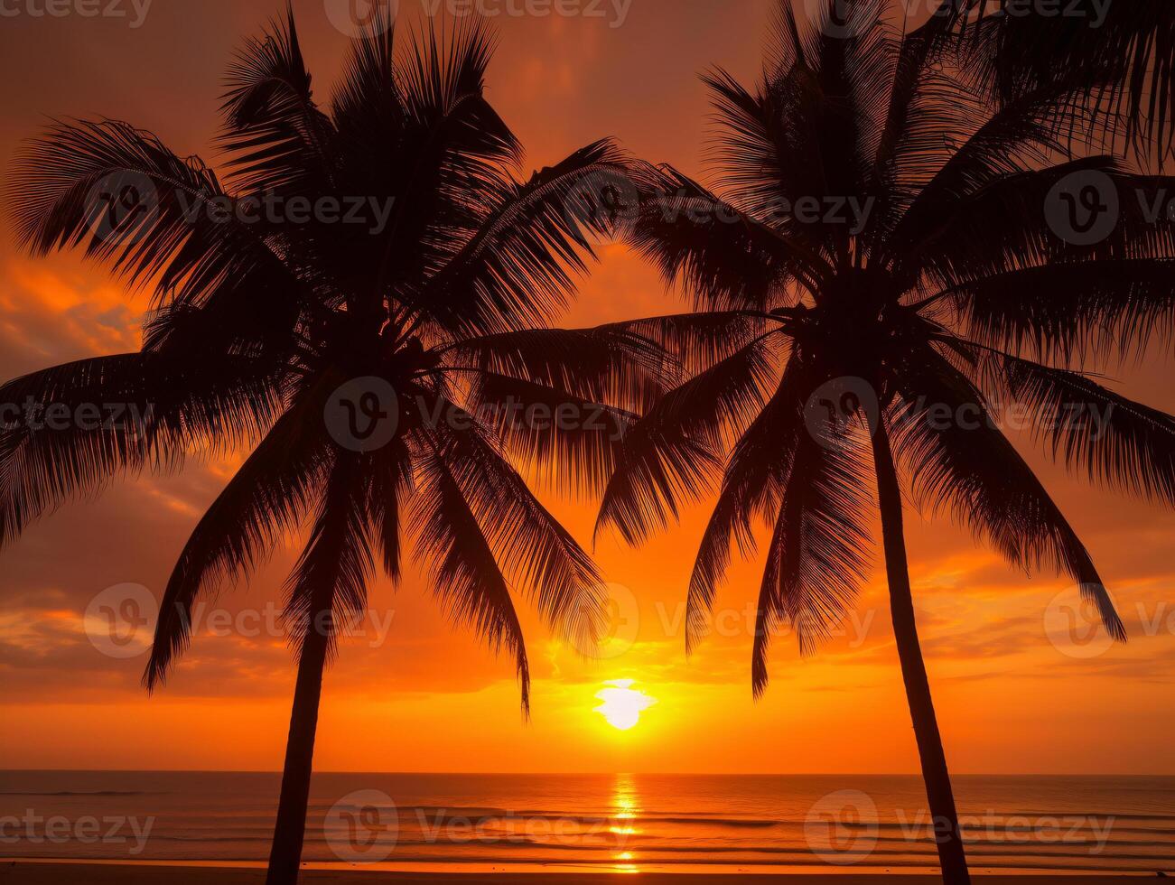 Orange Skies and Palm Trees - Capturing the Beauty of a Tropical Sunset - photo