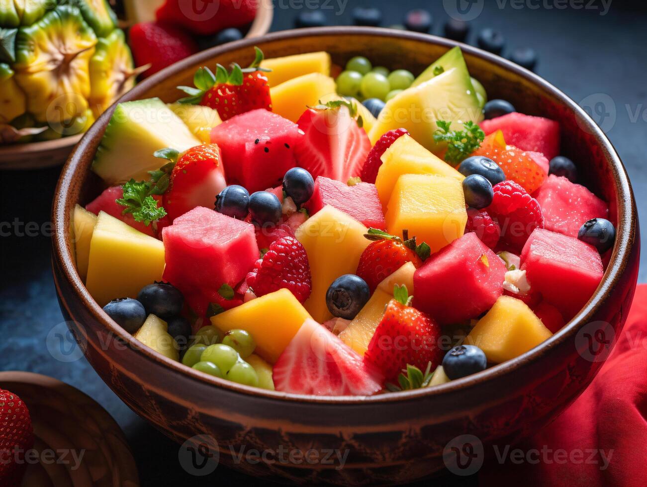 Fresh and Vibrant - A Colorful Fruit Salad Close-Up - photo