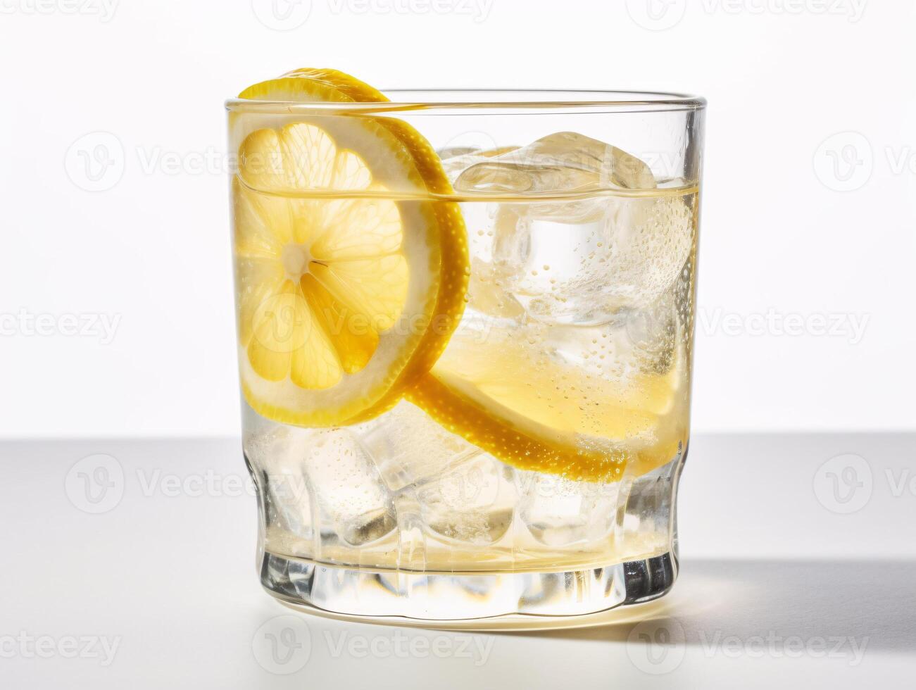 Refreshing Summer Sip - A Close-Up of Lemonade on Ice - photo