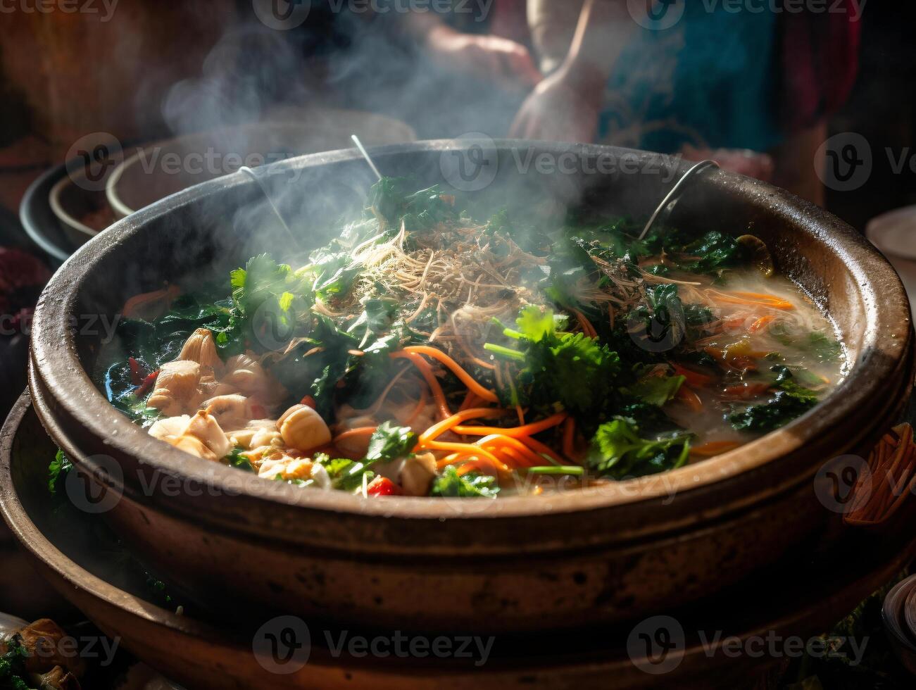Savoring the Aromas of Vietnam - A Close-Up of Steaming Pho - photo