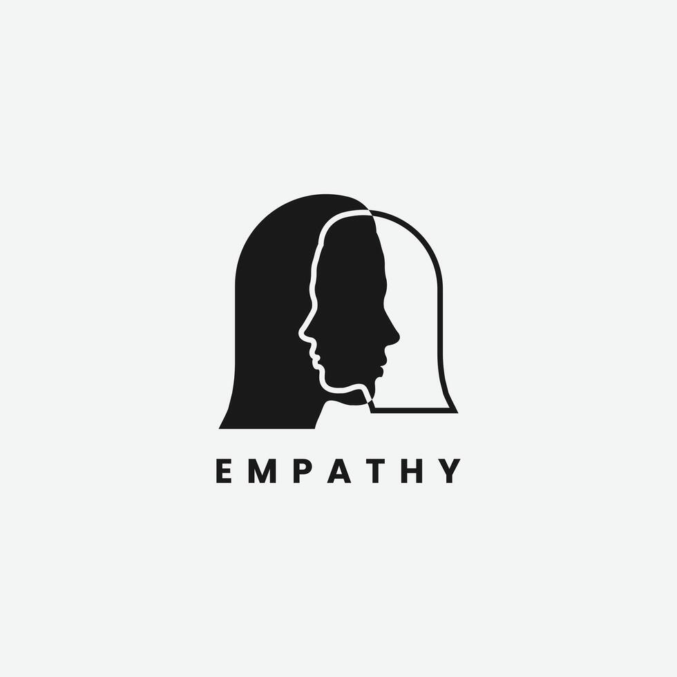 eps10 vector empathy or psychologist logo design template. Two abstract human profile or psychotherapy symbol isolated on grey background