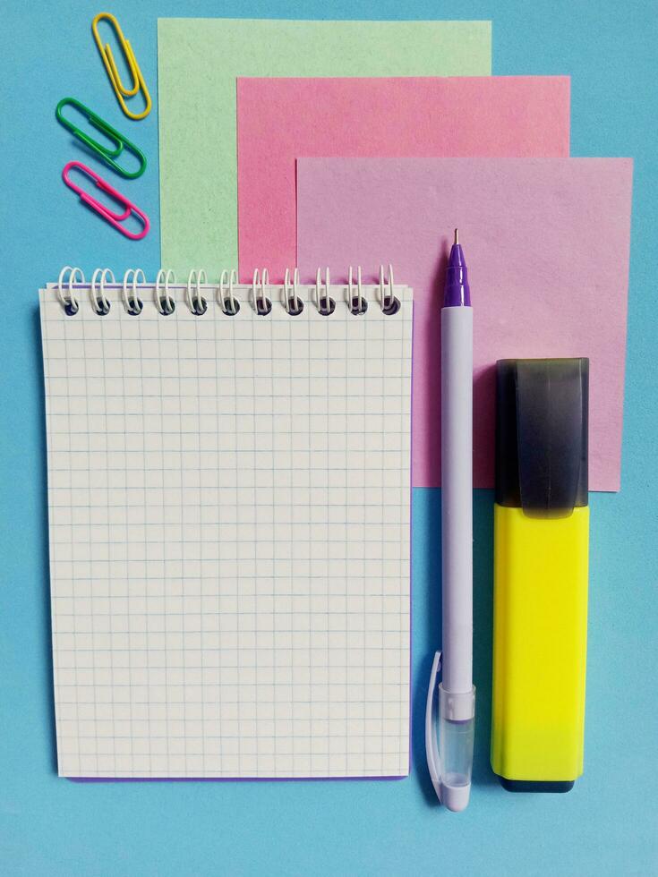 stationery for school and office, copyspace photo