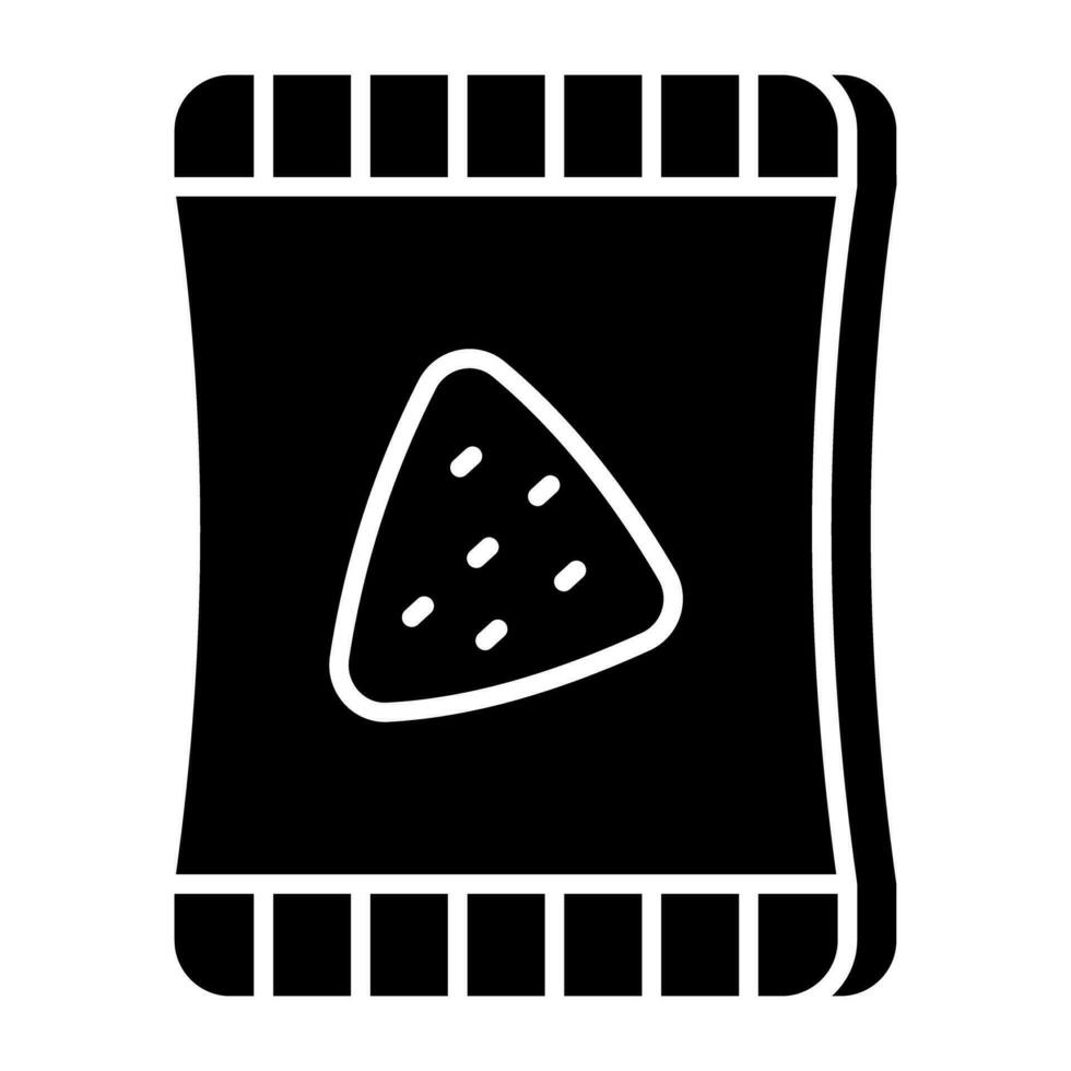 A solid design icon of nachos packet vector