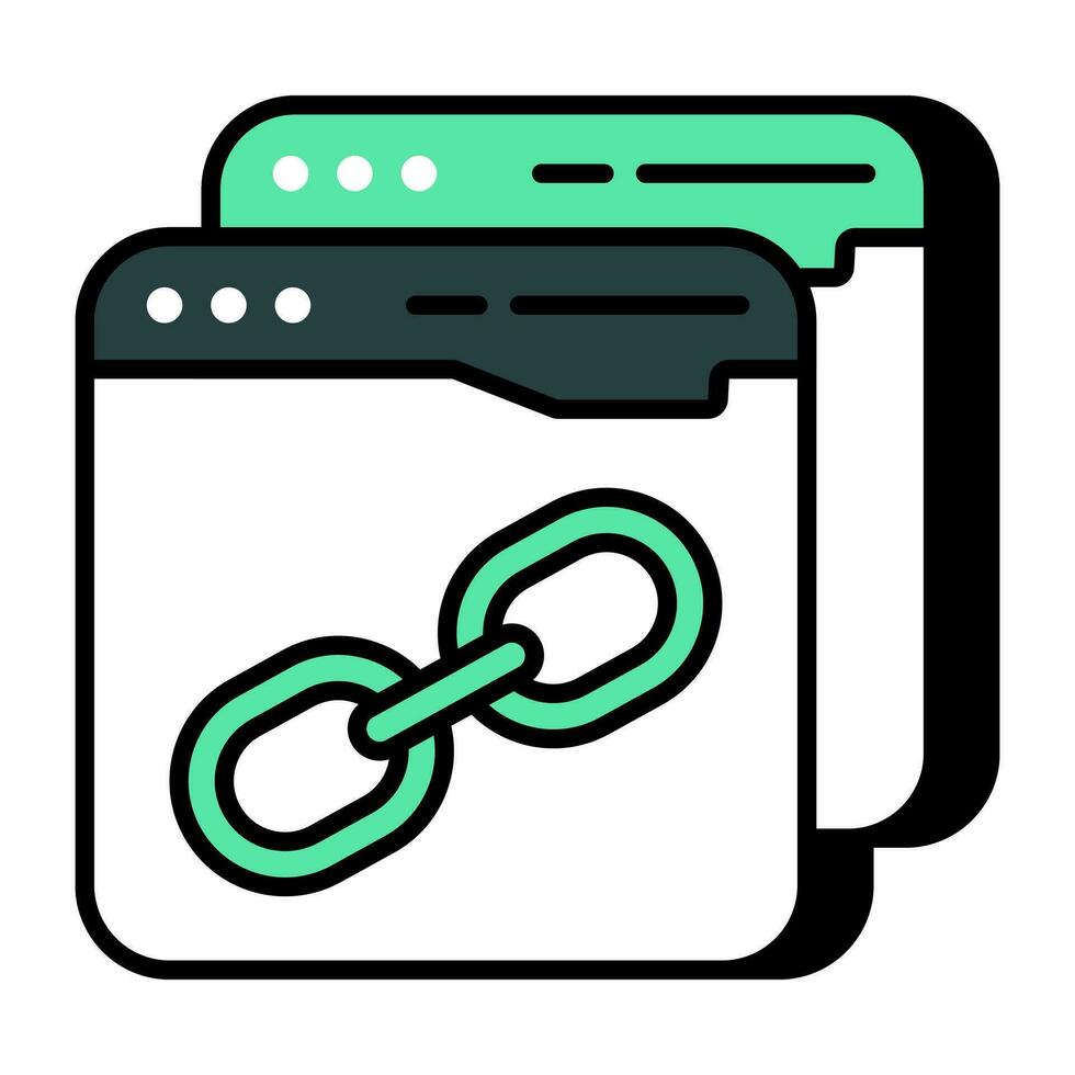 A flat design icon of linked website vector