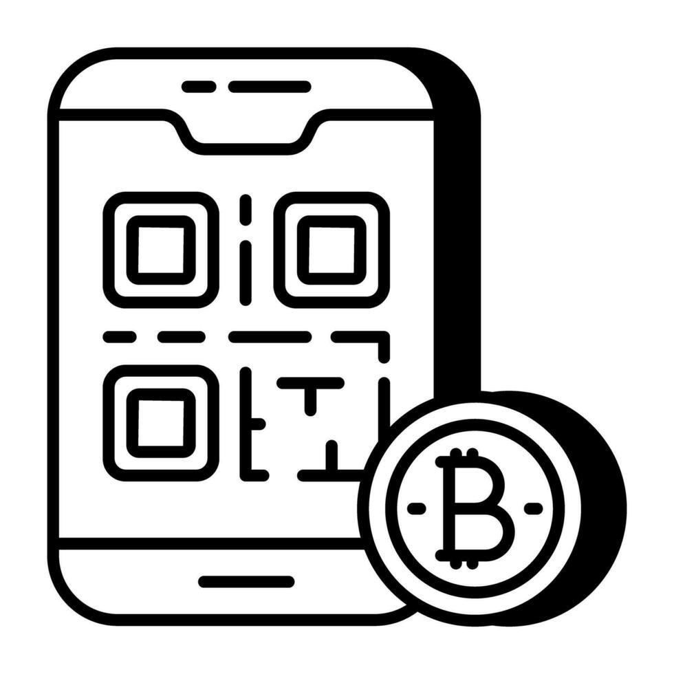 An editable design icon of bitcoin qr code vector