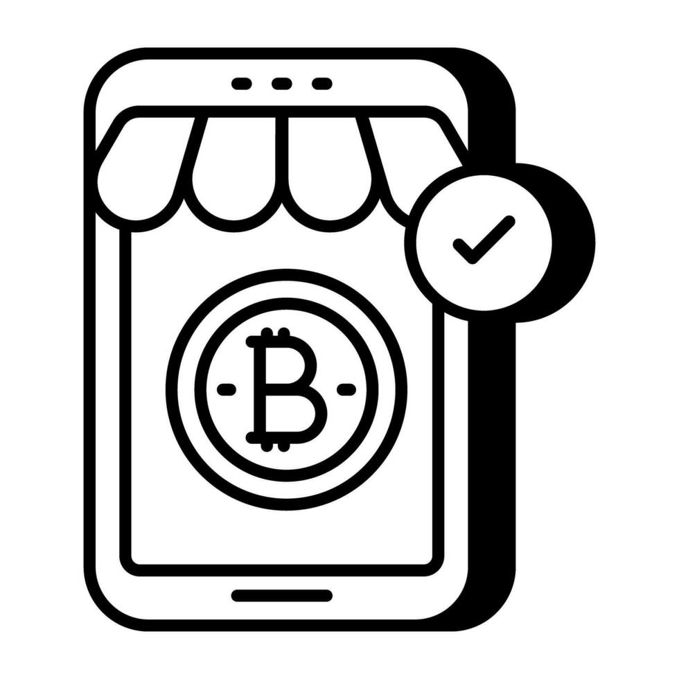 Premium download icon of mobile bitcoin shop vector