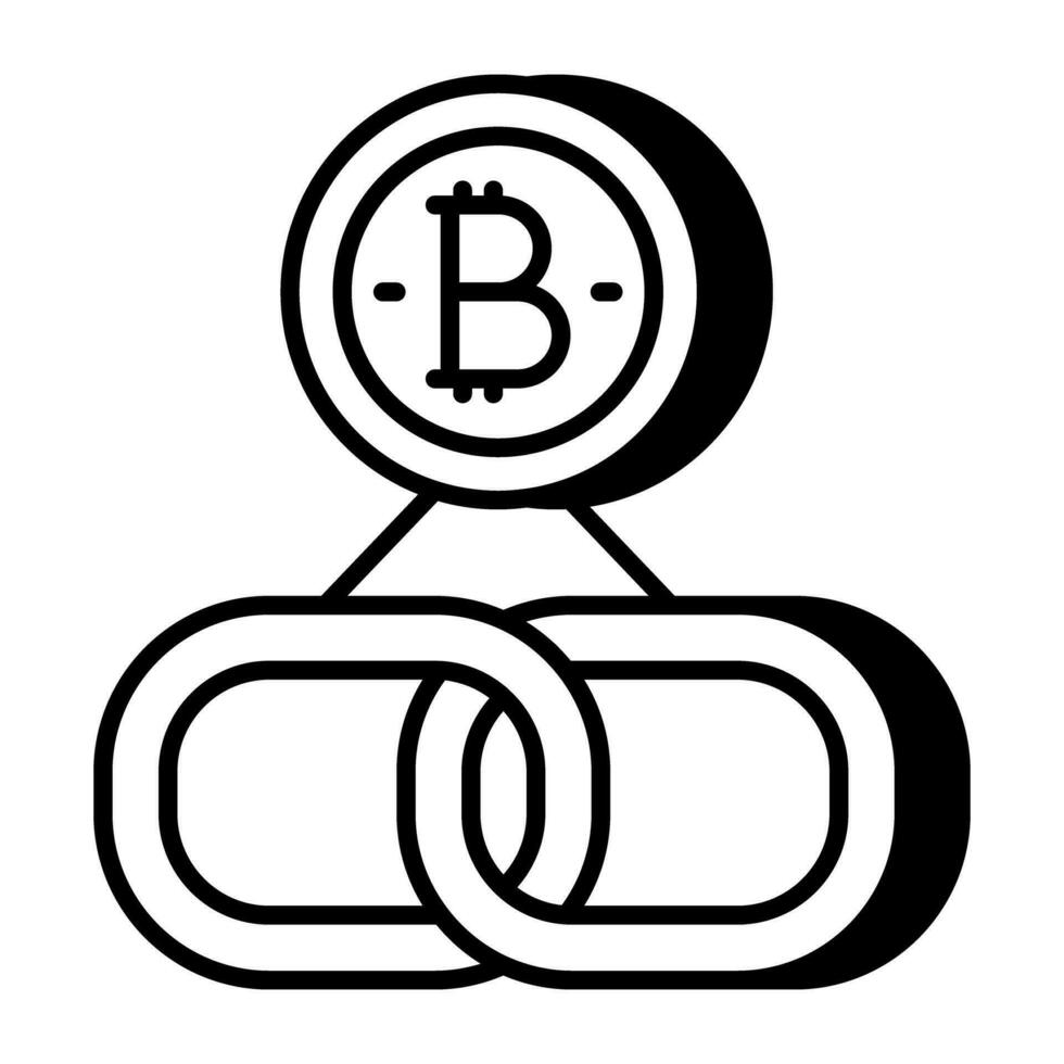 un plano diseño icono de bitcoin enlace vector