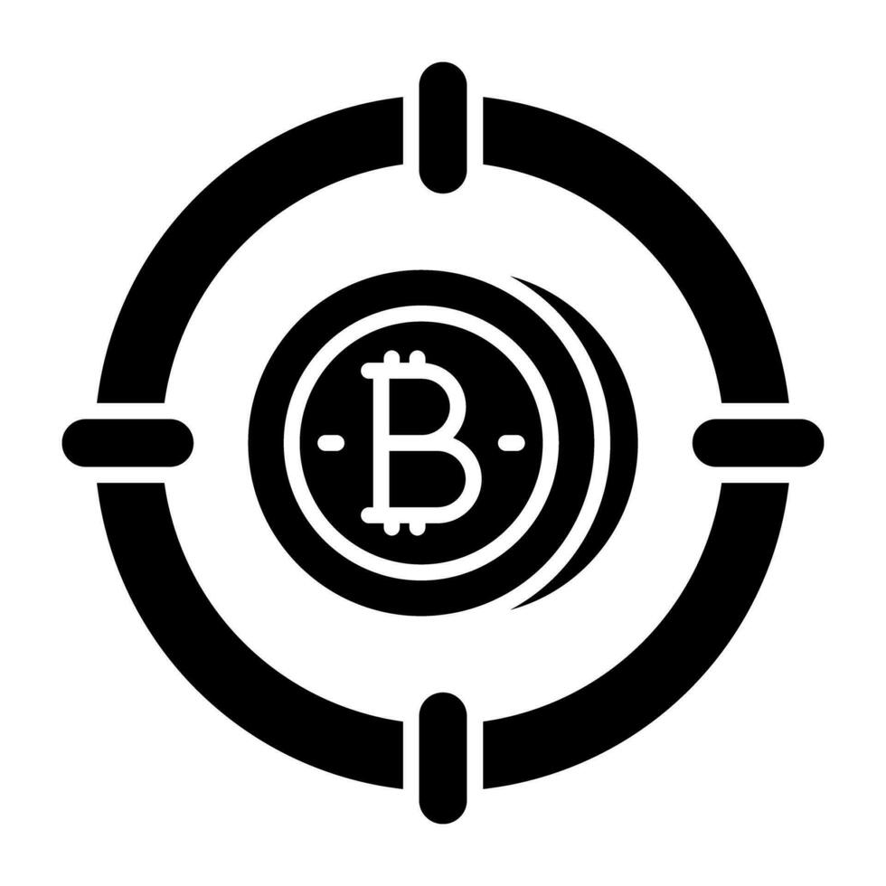 Editable design icon of bitcoin target vector