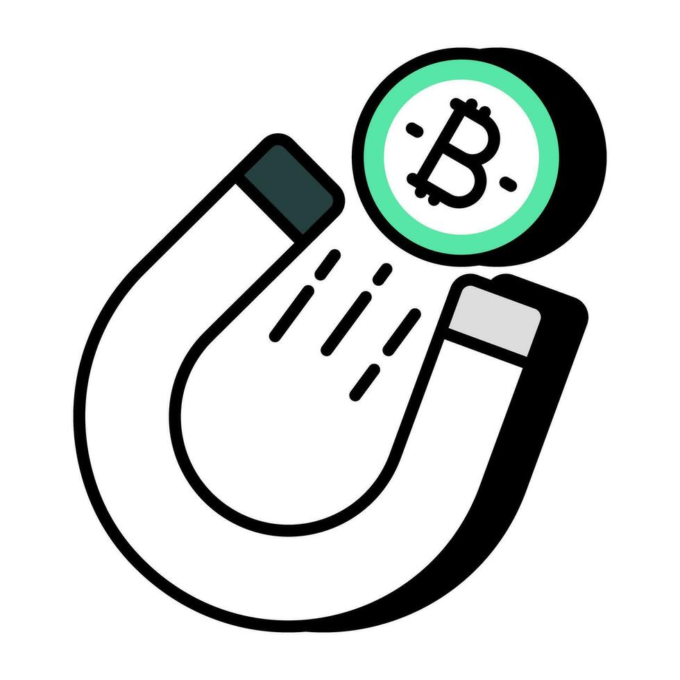 A flat design icon of attract bitcoin vector