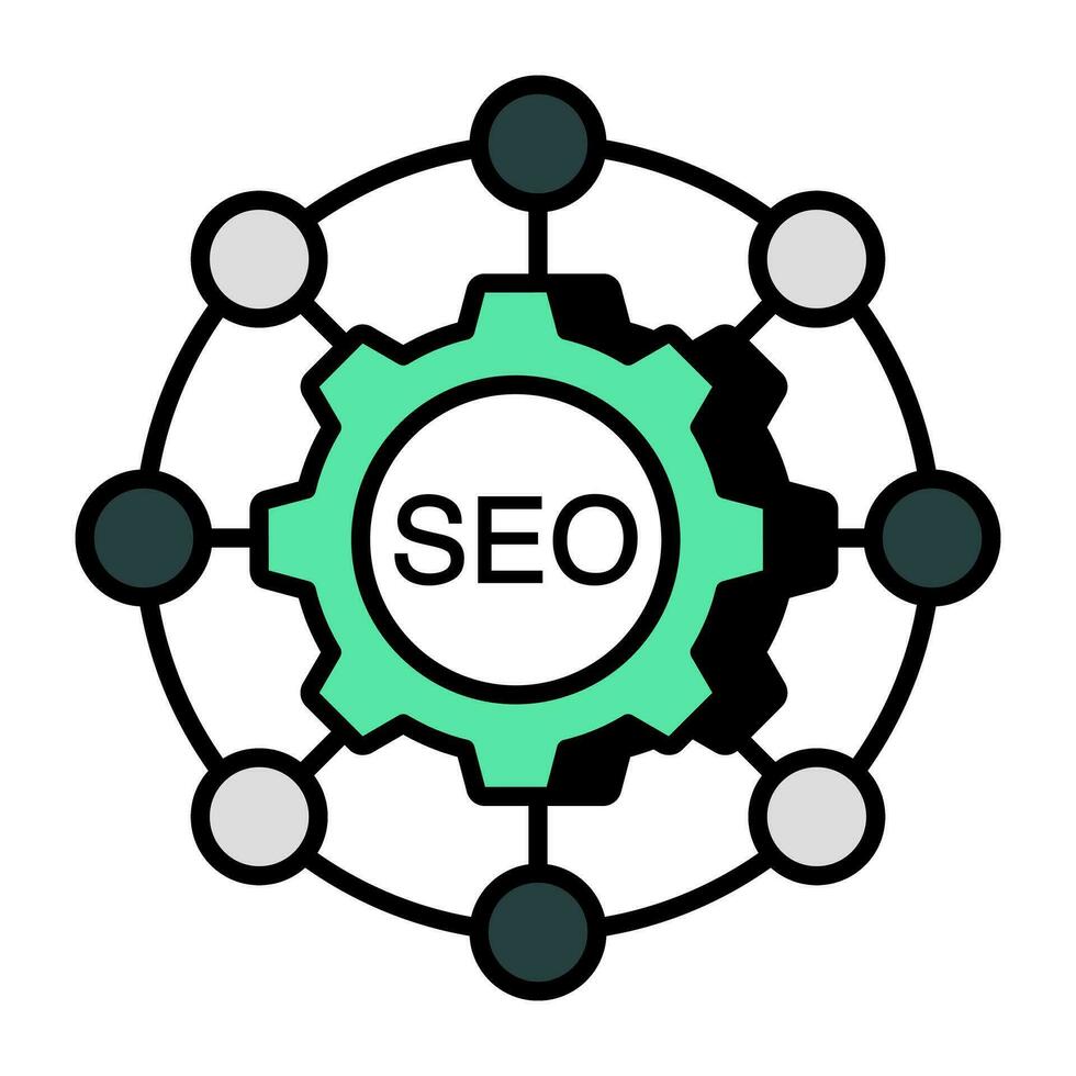 Conceptual flat design icon of search engine optimization vector