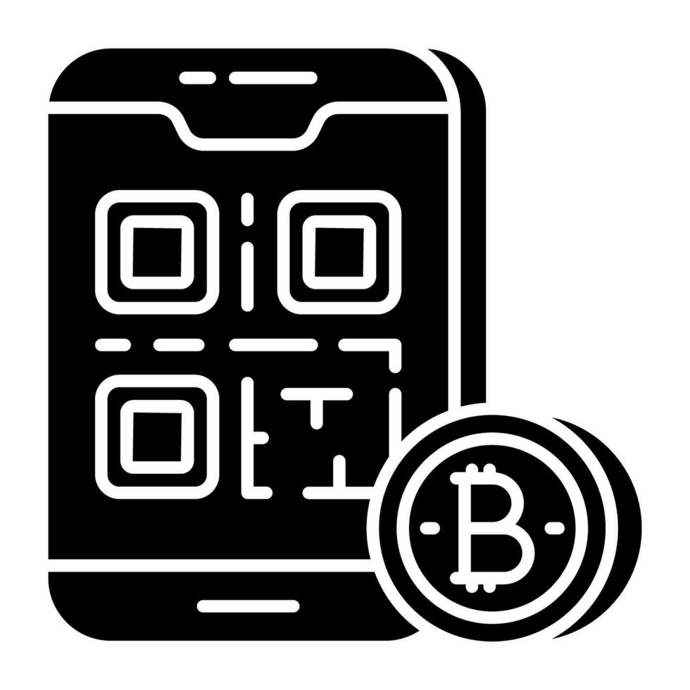 An editable design icon of bitcoin qr code vector