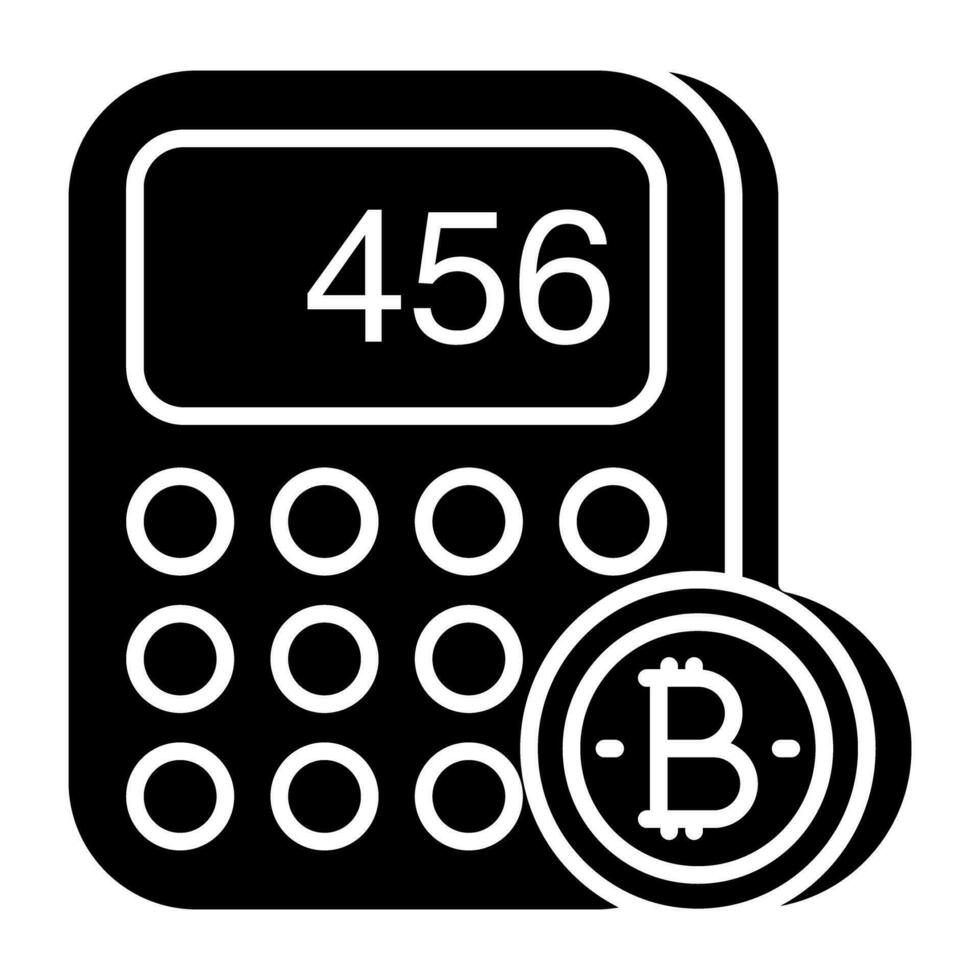 Btc with cruncher denoting concept of bitcoin calculation vector