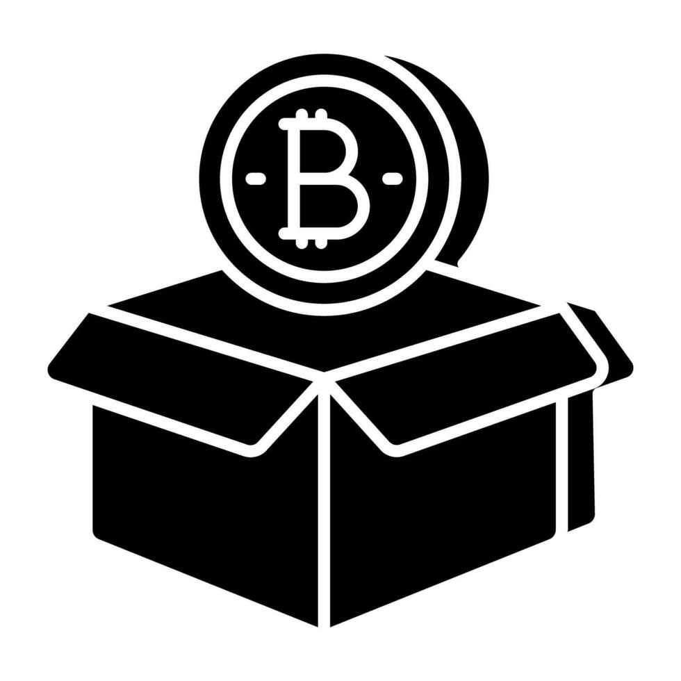 un único diseño icono de bitcoin caja vector