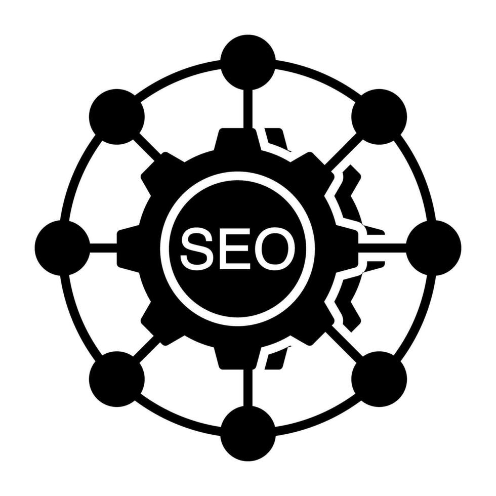 Conceptual solid design icon of search engine optimization vector