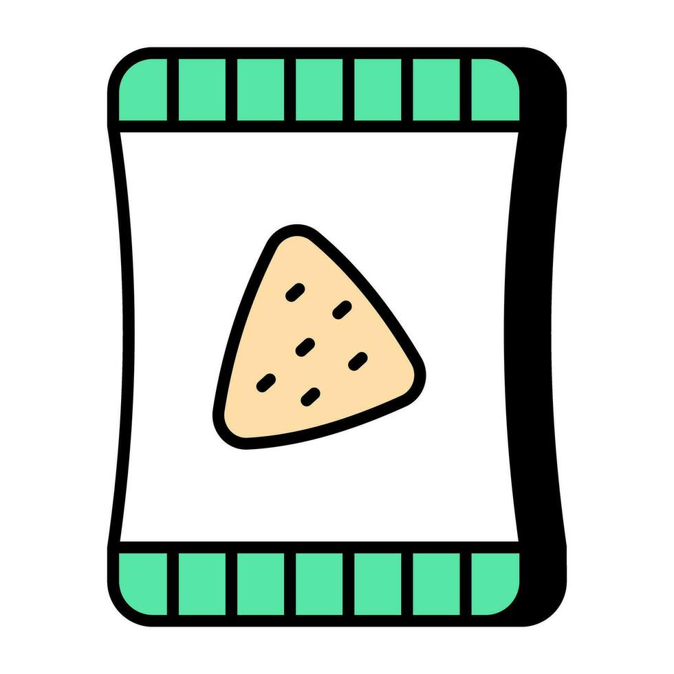 A flat design icon of nachos packet vector