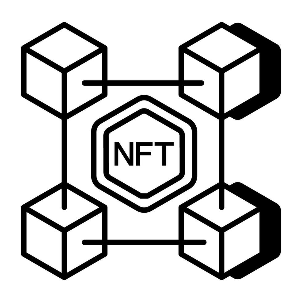 un prima descargar icono de nft blockchain vector