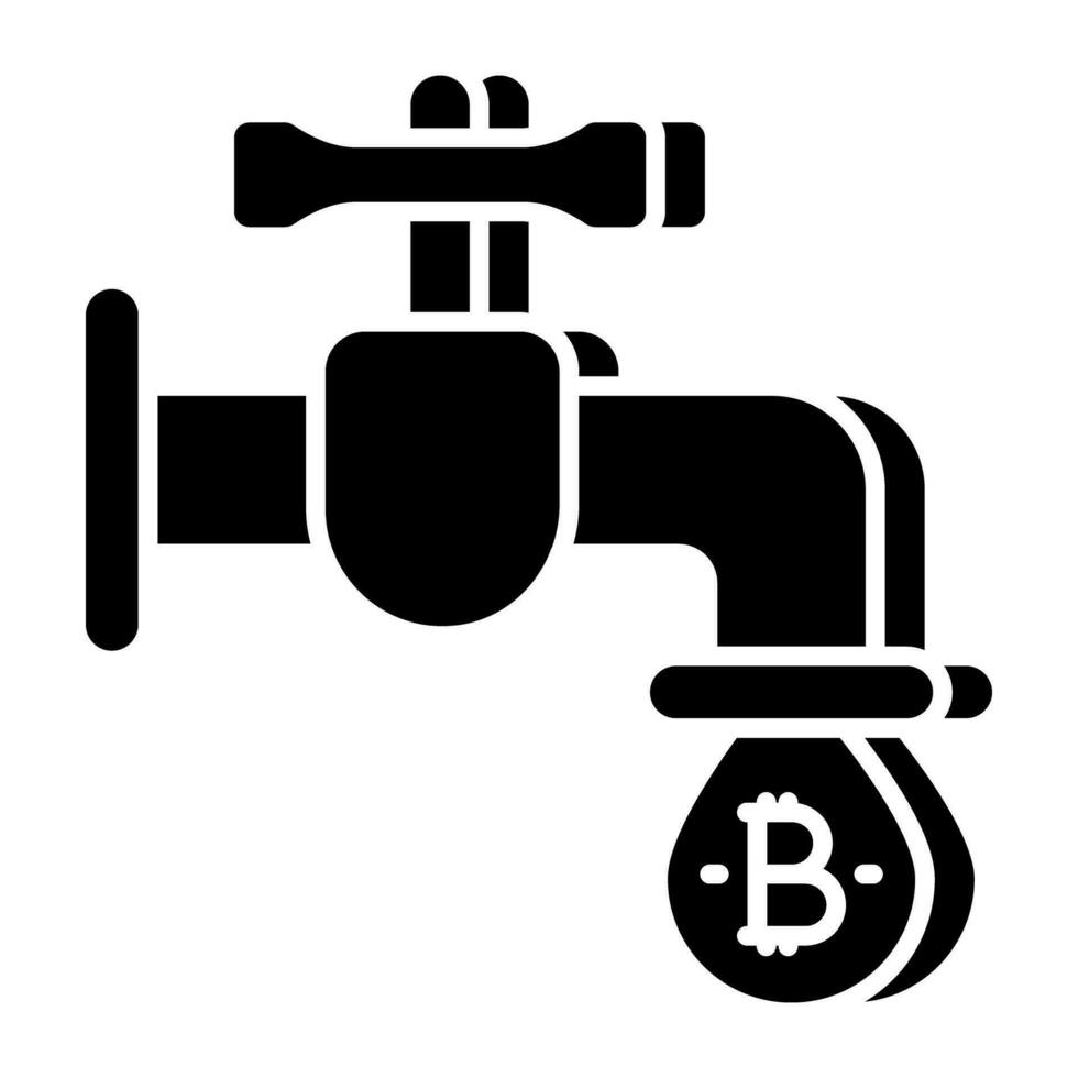 An editable design icon of bitcoin faucet vector