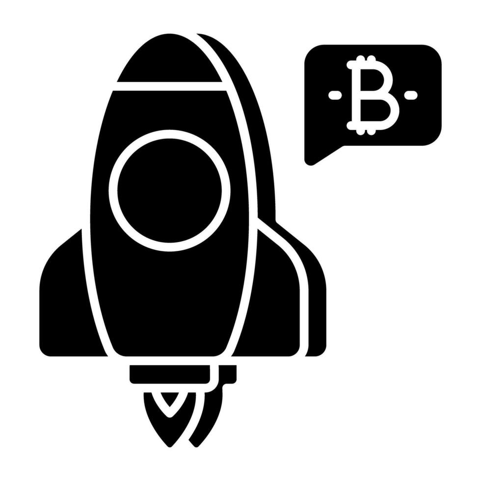 Editable design icon of bitcoin launch vector