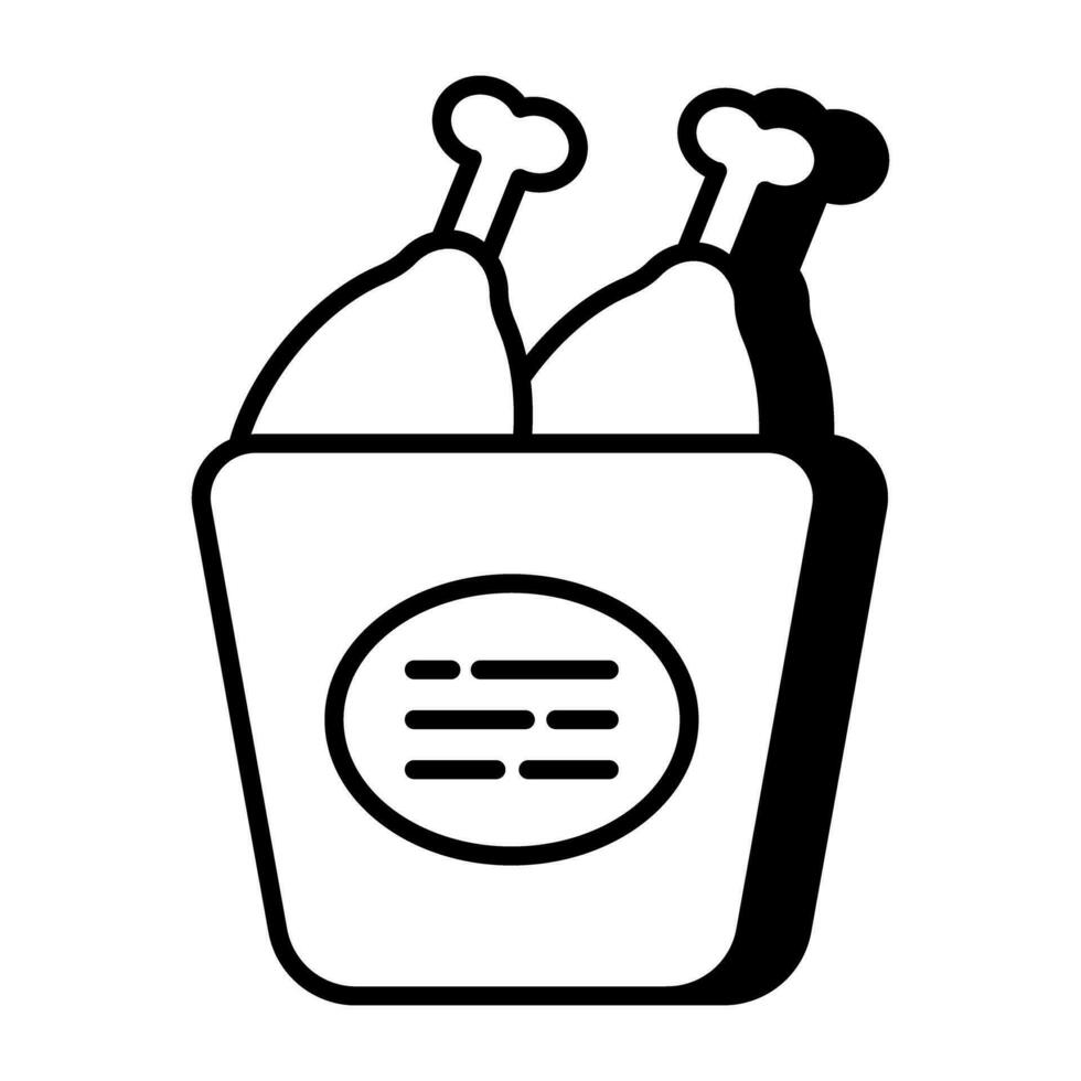 A flat design icon of chicken bucket vector