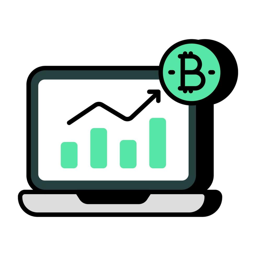 Trendy design icon of online bitcoin analytics vector