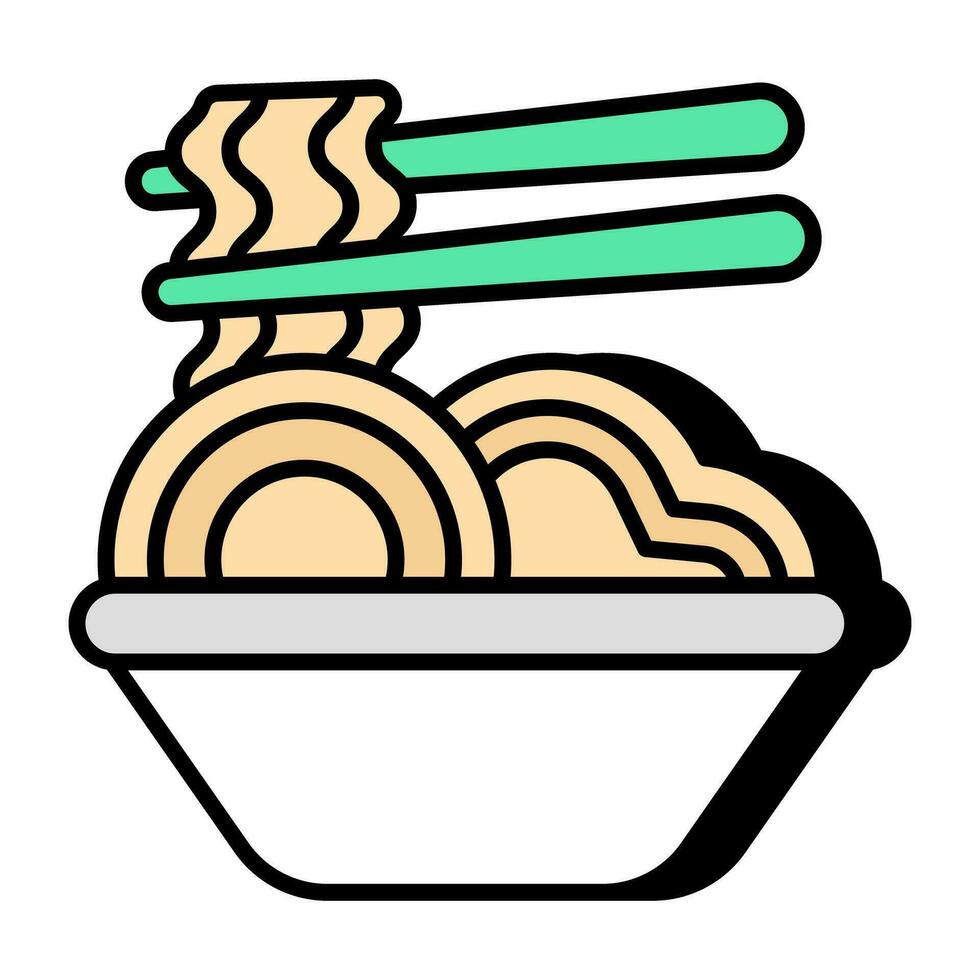A yummy icon of pasta bowl vector