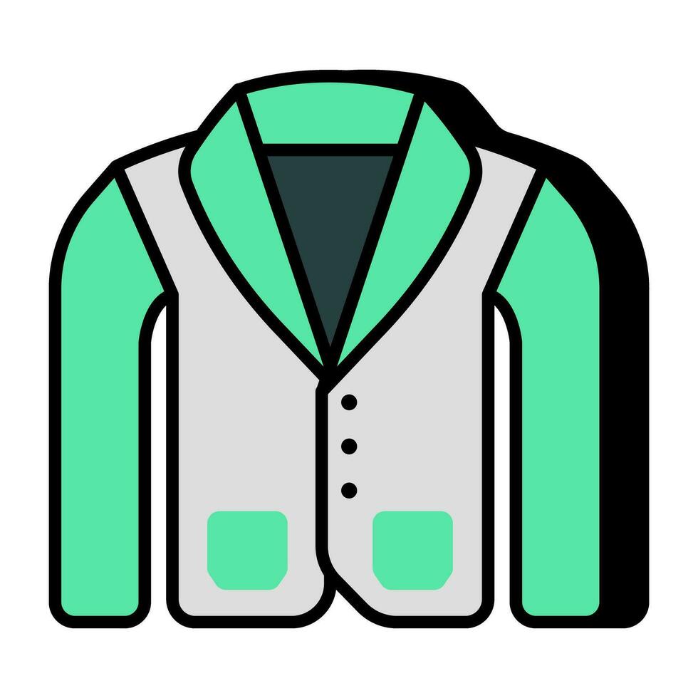 Menswear full sleeve shirt, flat design icon of apparel vector