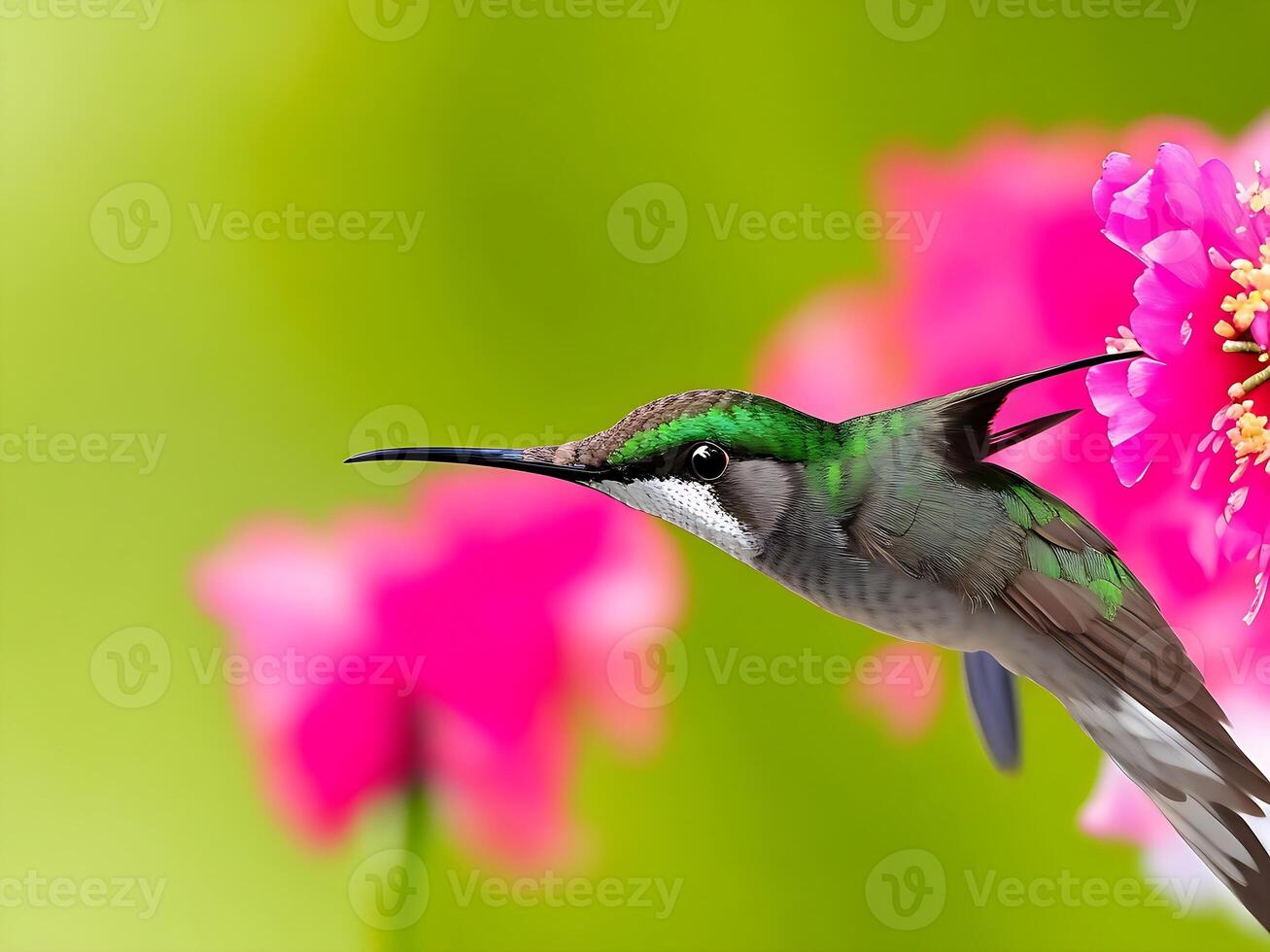 Humming bird green flying ai generated photo