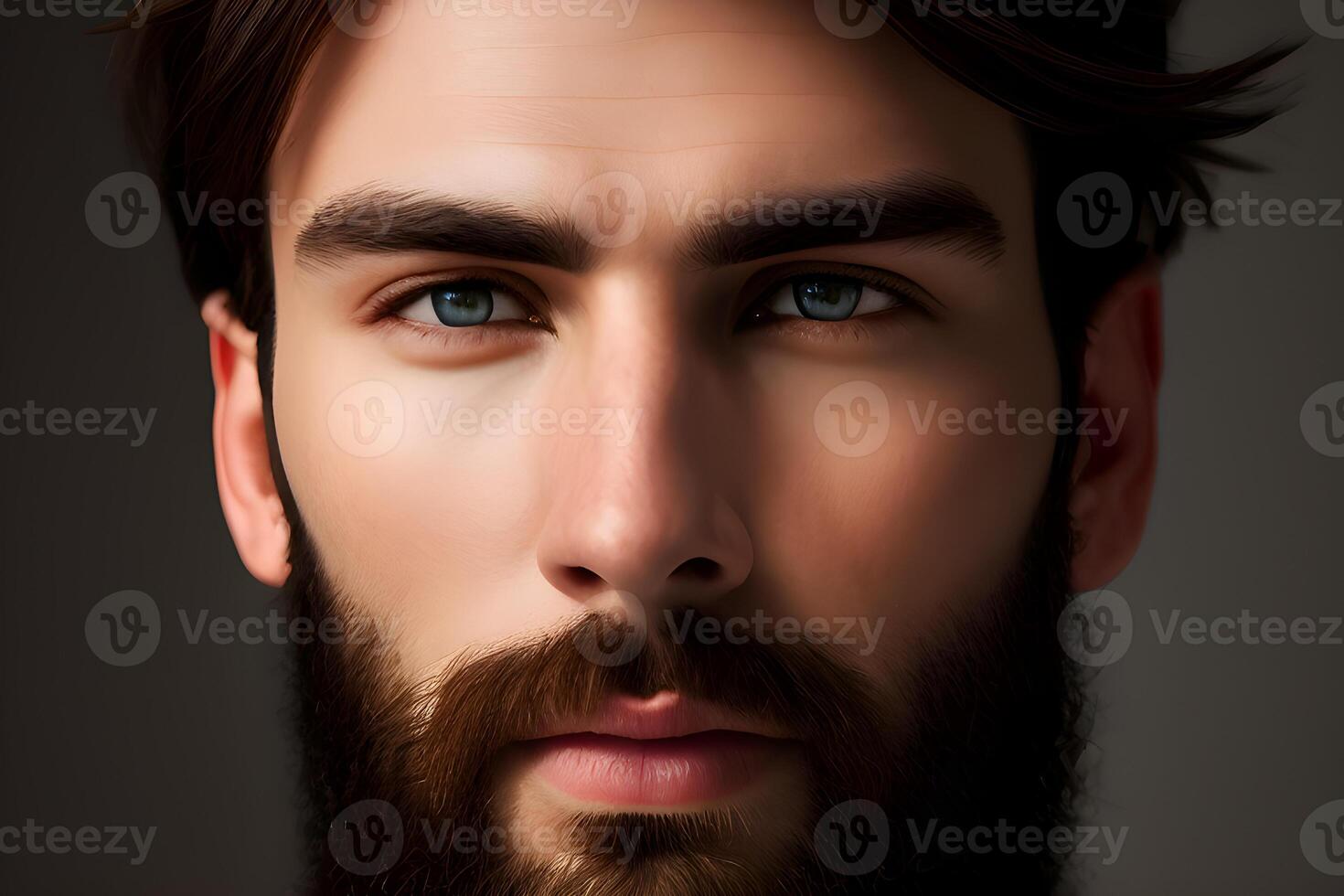 Portrait of a man with blue eyes, studio light, closeup. . photo