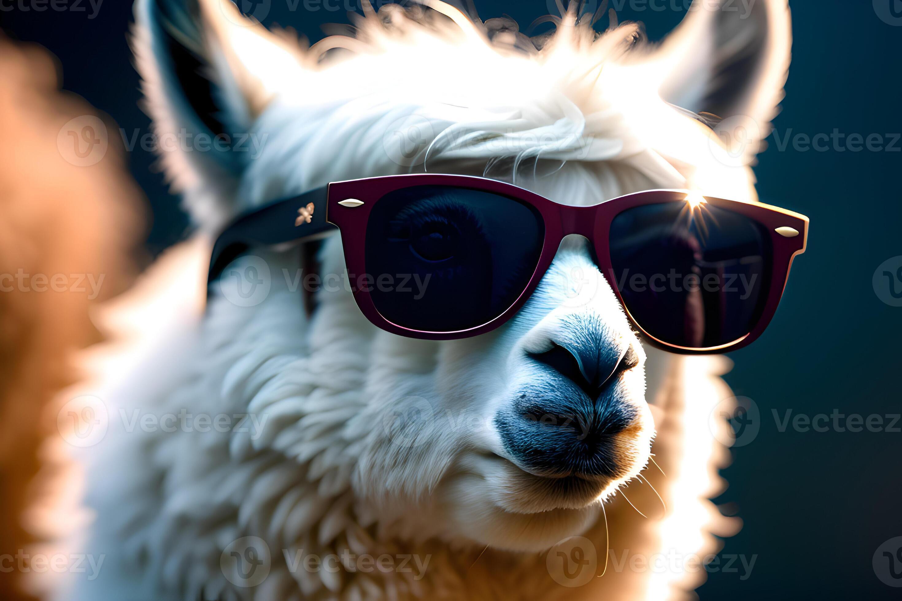 Cool looking llama with glasses, portrait. AI generative. 26272143
