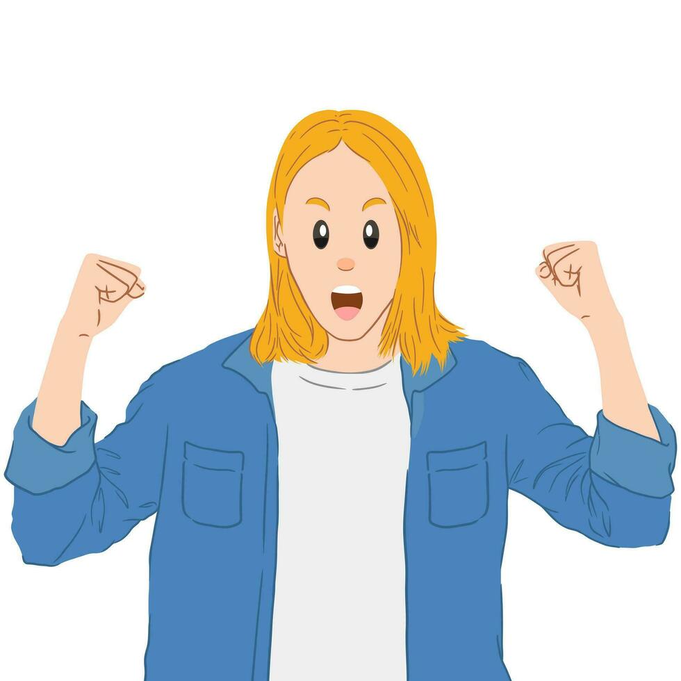 illustration of someone enthusiastically cheering vector