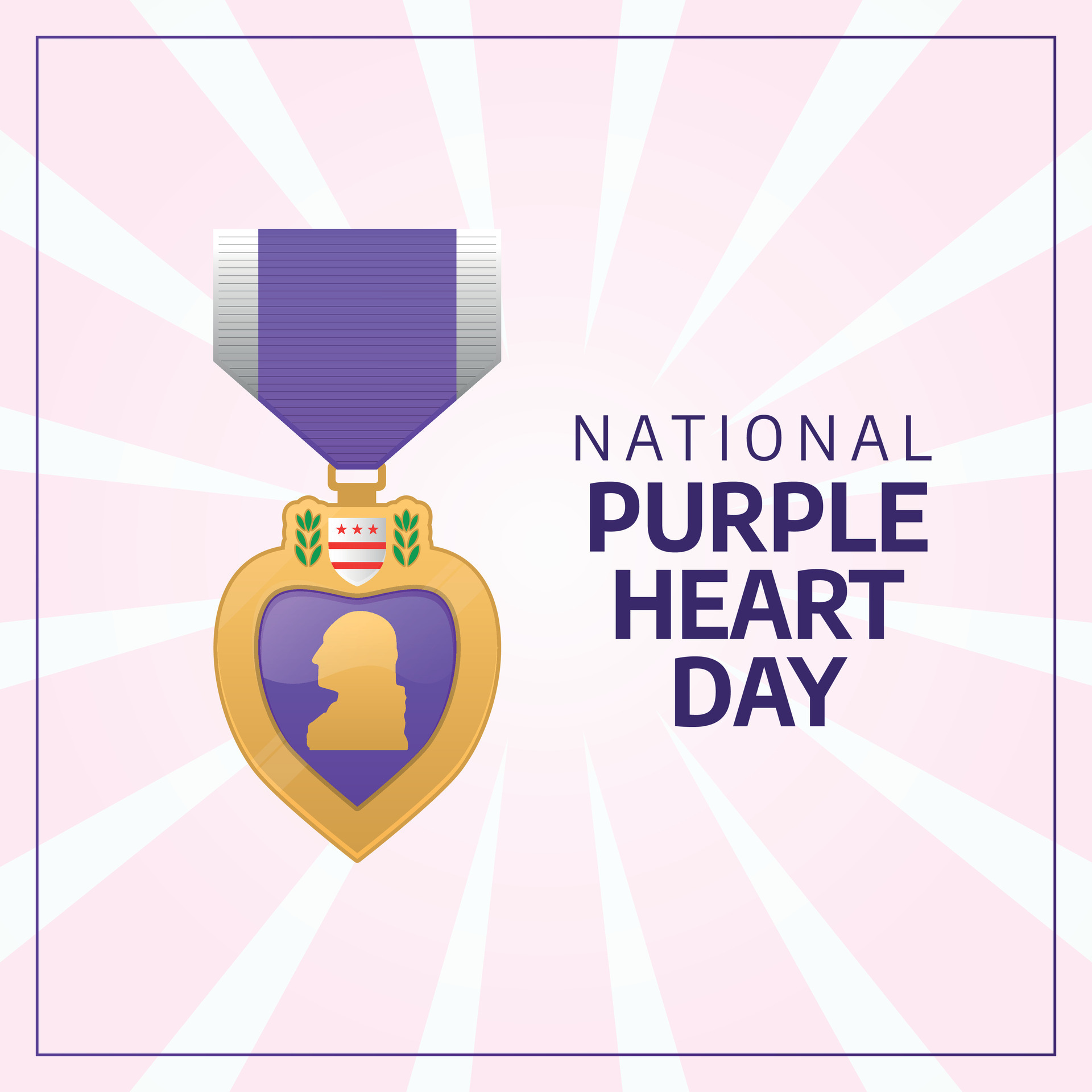 national purple heart day design template for celebration. purple heart