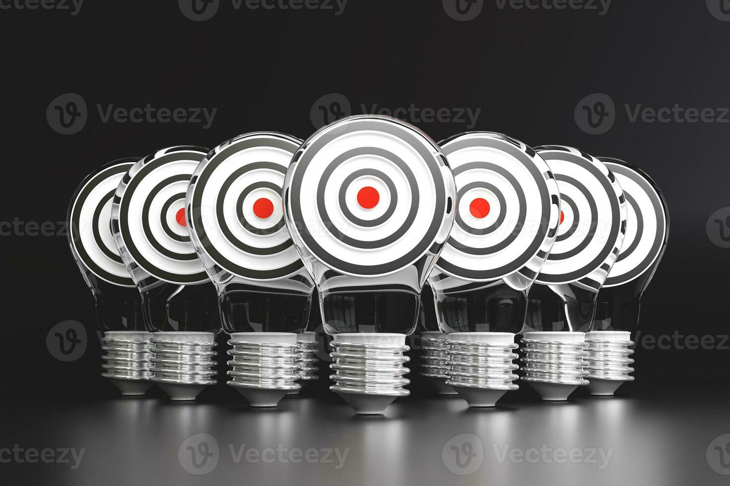 Light bulb with target board on background with copy space. Concept of targeting business ideas and processes to succeed. 3d rendering photo