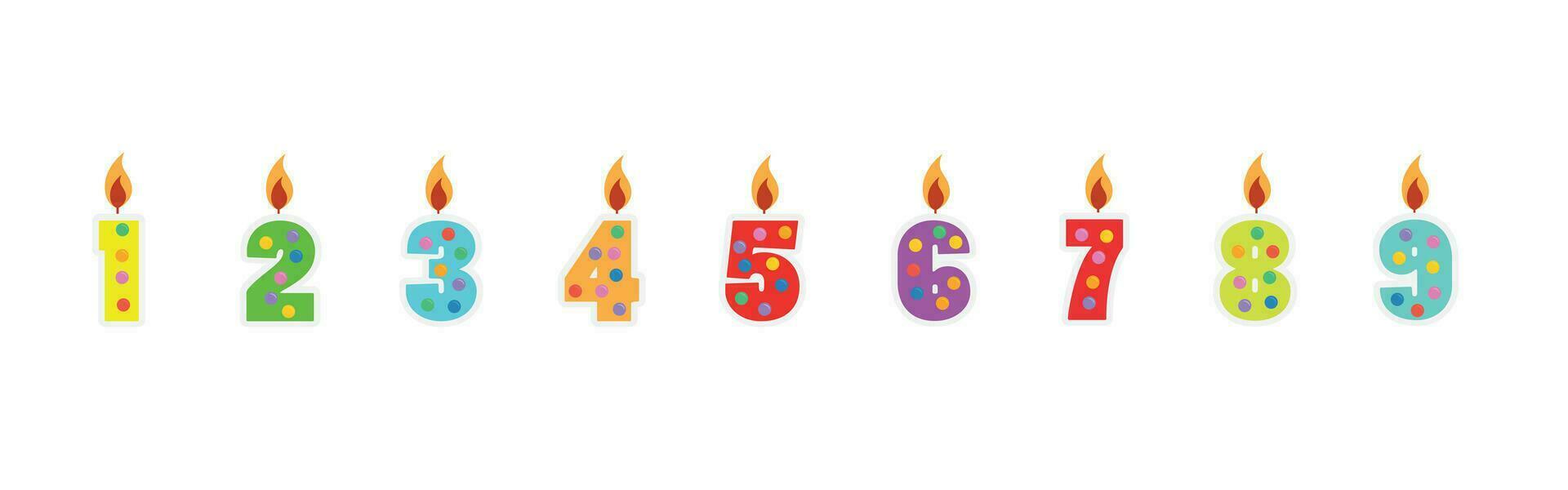 Set of Birthday Anniversary Numbers Candle vector