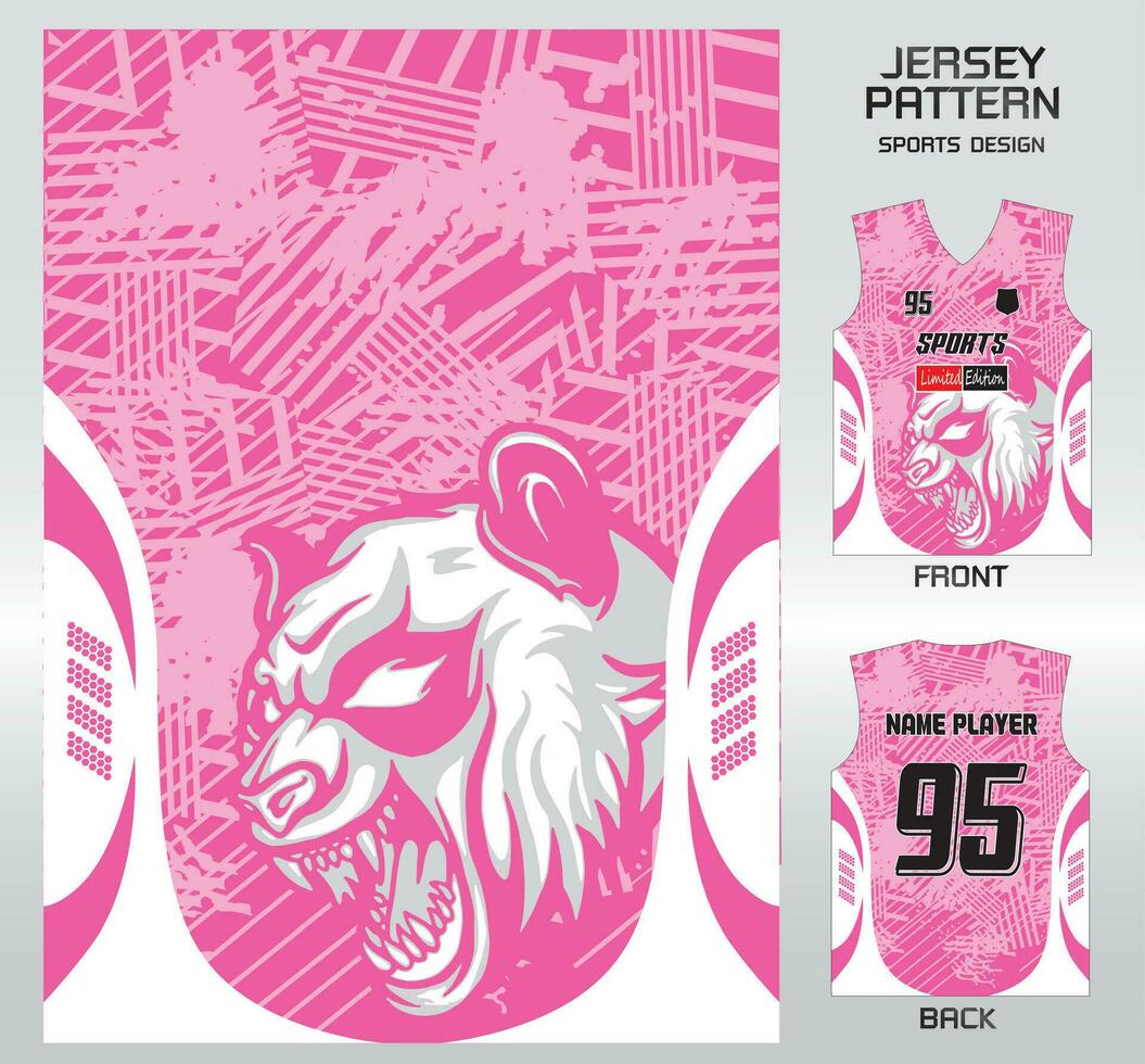 Pattern vector sports shirt background image.pink and white Angry bear pattern design, illustration, textile background for sports t-shirt, football jersey shirt