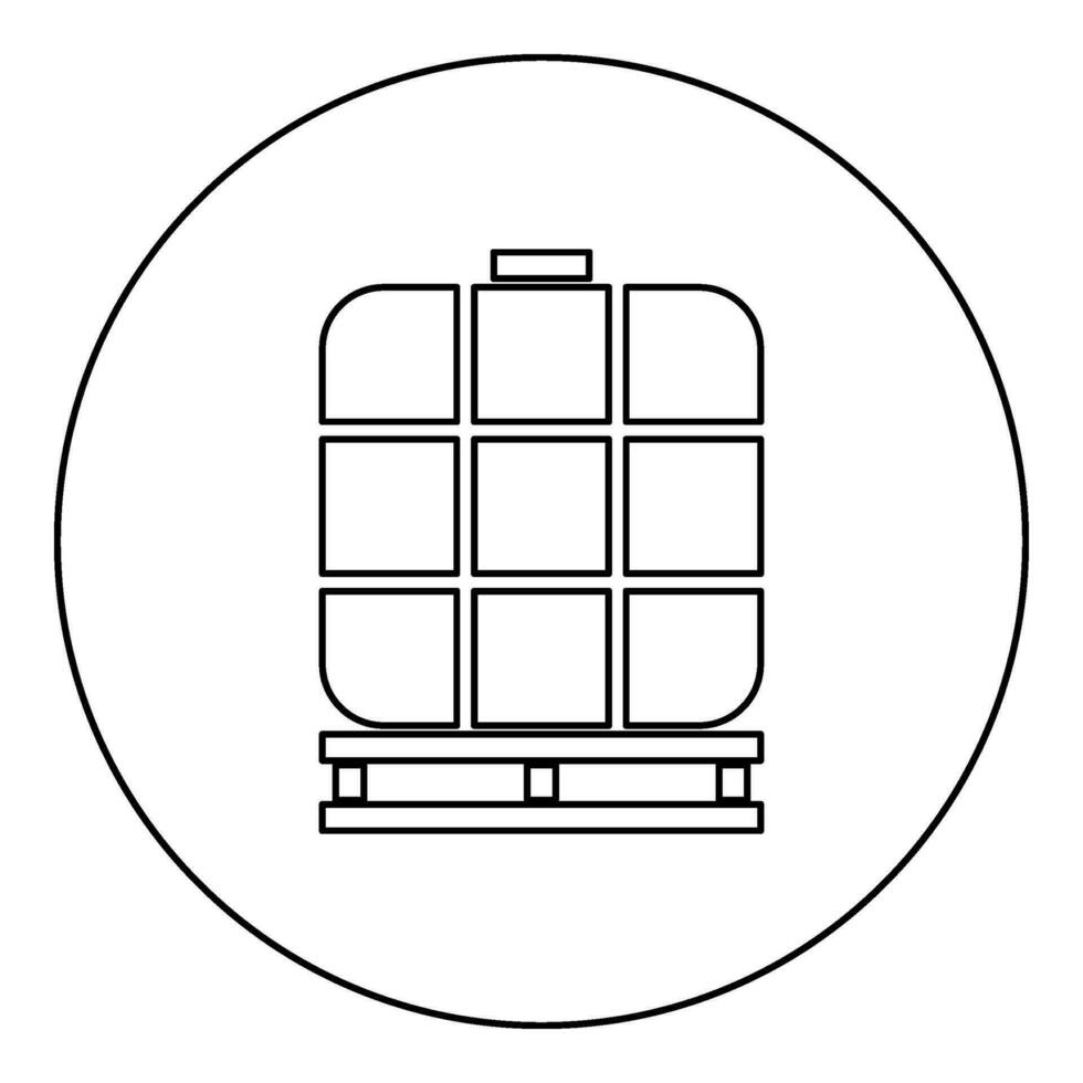 IBC intermediate bulk container tank for liquids fluid water storage reservoir icon in circle round black color vector illustration image outline contour line thin style