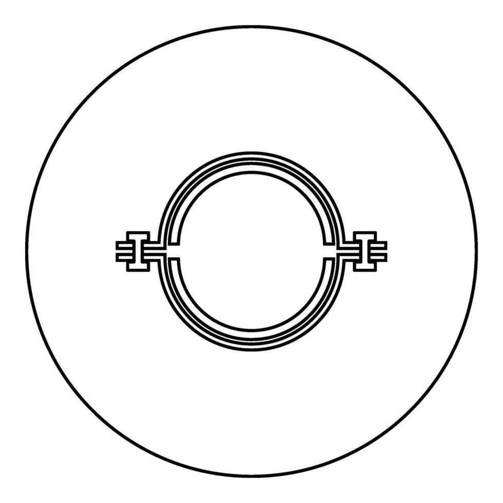 Metal clamp with rubber band hose icon in circle round black color vector illustration image outline contour line thin style