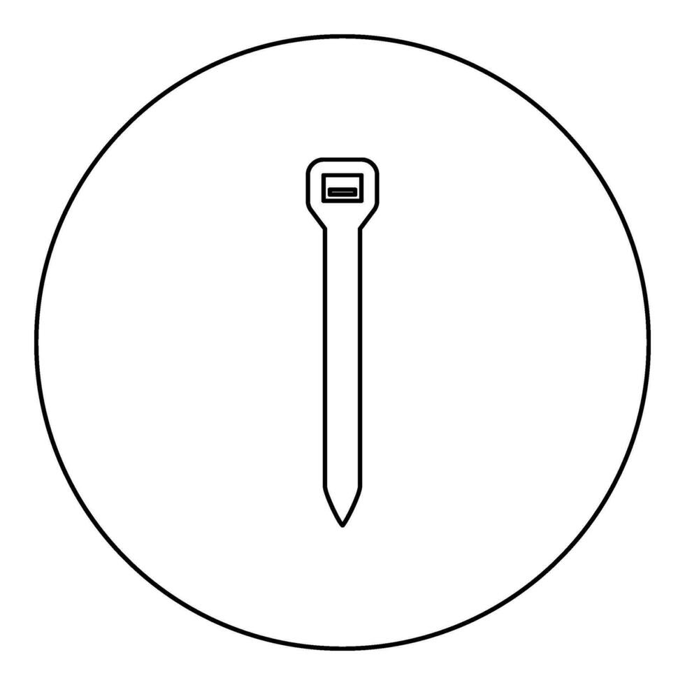 Cable tie zip building material icon in circle round black color vector illustration image outline contour line thin style