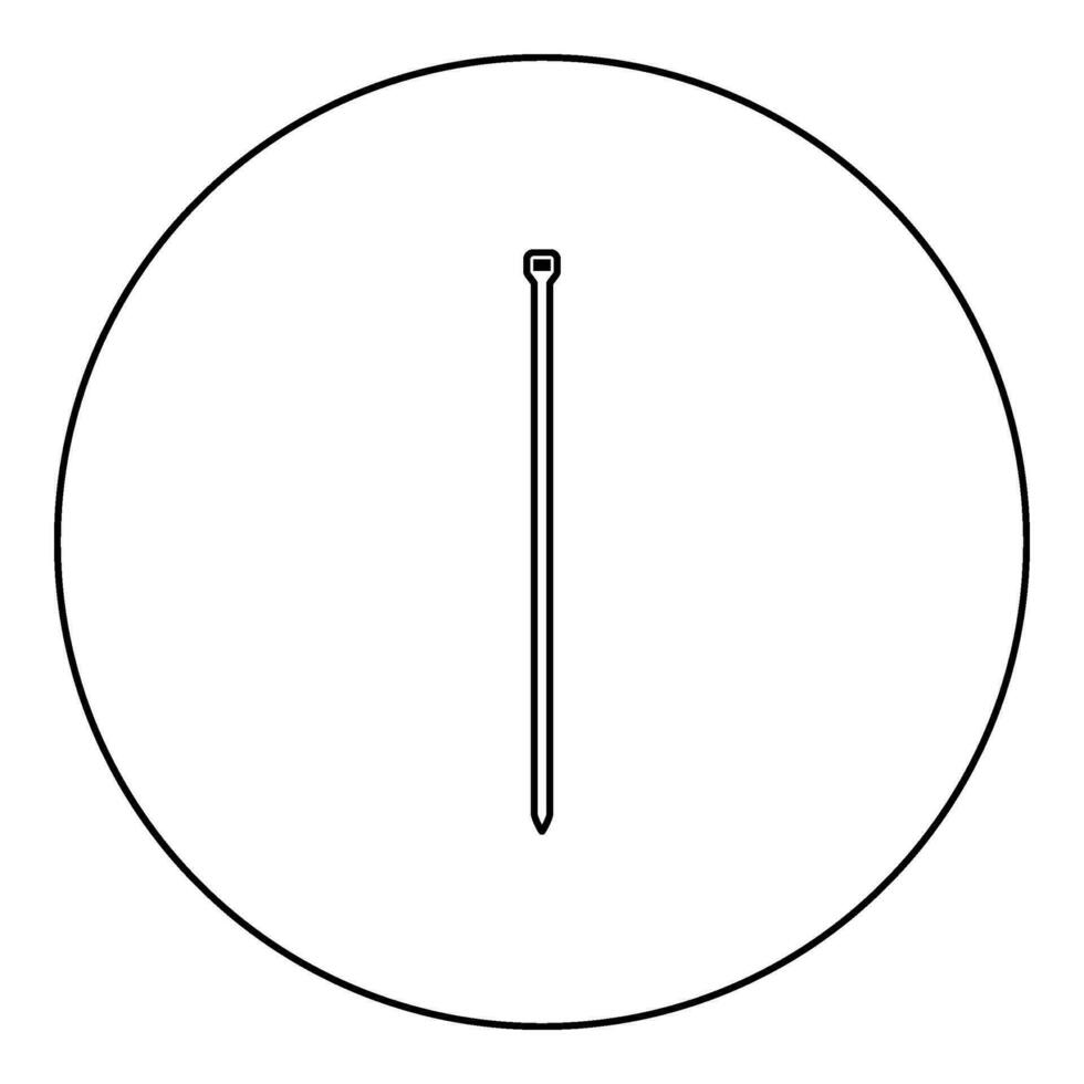 Cable tie zip building material icon in circle round black color vector illustration image outline contour line thin style