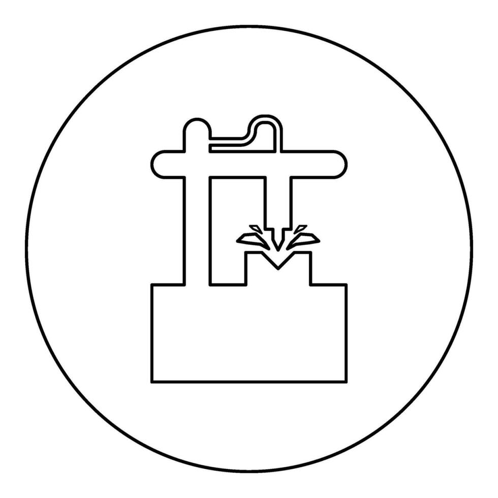 Cnc 3D milling machine technology automated concept icon in circle round black color vector illustration image outline contour line thin style
