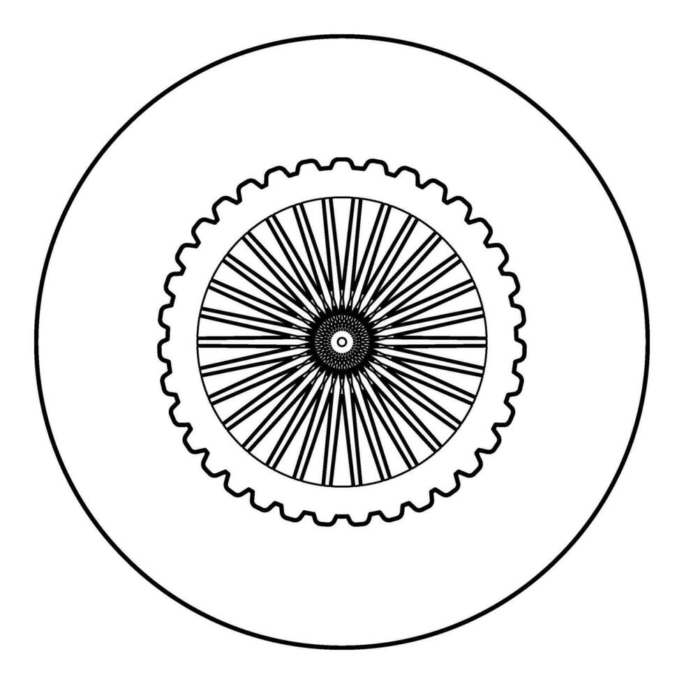Bike wheel bicycle bike motorcycle icon in circle round black color vector illustration image outline contour line thin style