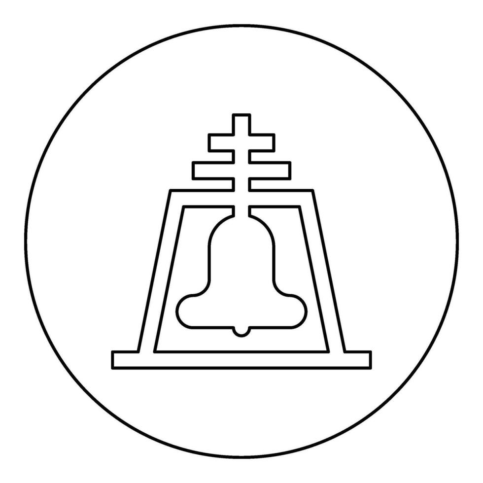 Iglesia campana haz concepto campanario campanario icono en circulo redondo negro color vector ilustración imagen contorno contorno línea Delgado estilo