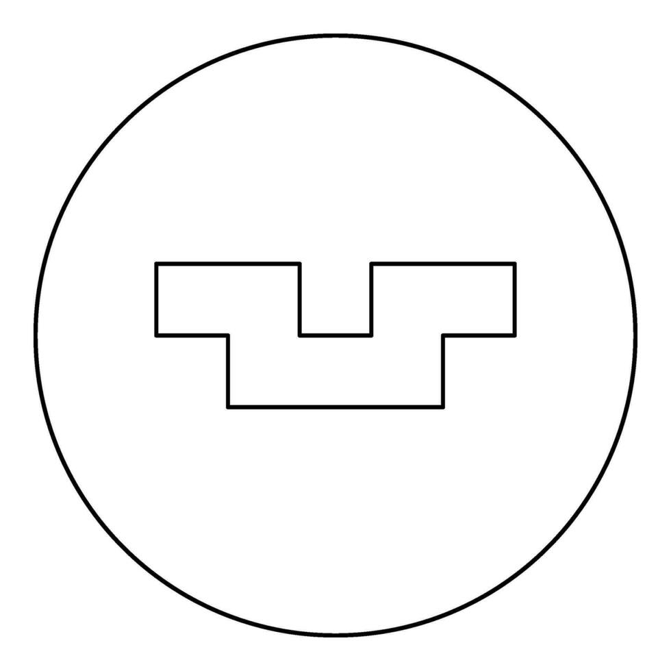 Pit with square hole ground dimple icon in circle round black color vector illustration image outline contour line thin style