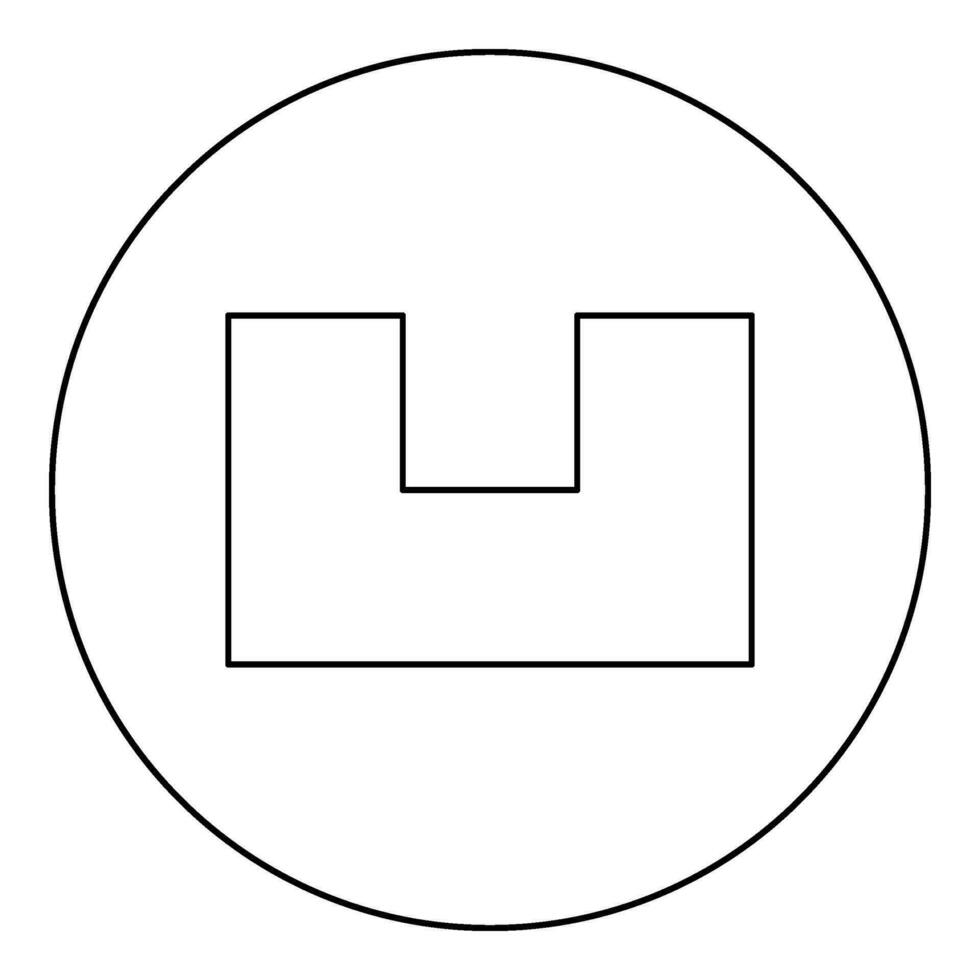 Pit with square hole ground dimple icon in circle round black color vector illustration image outline contour line thin style