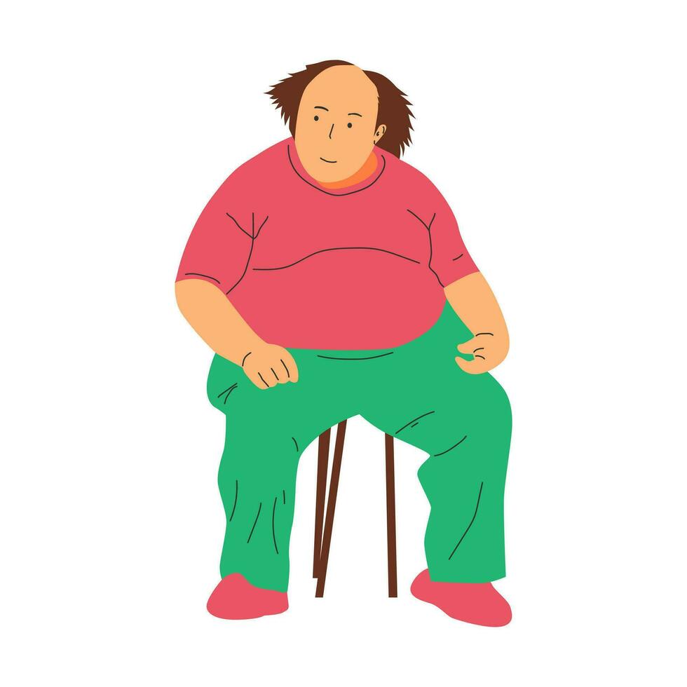 vector illustration of a fat person character, excess fat